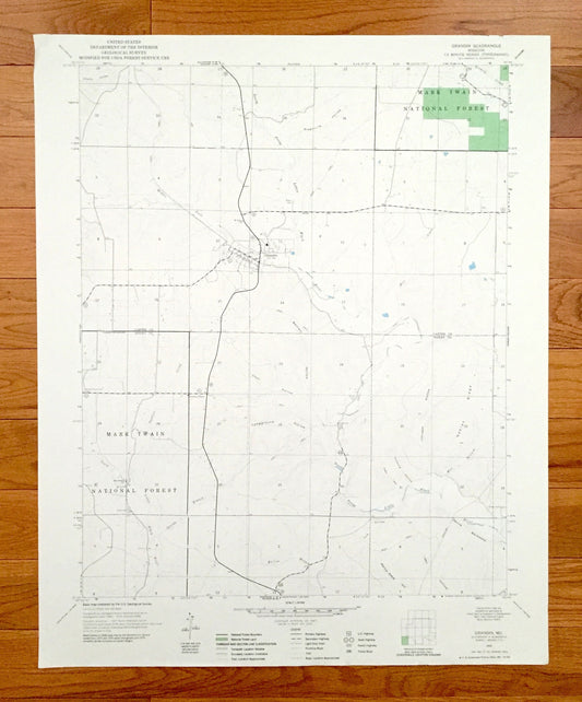 Antique Grandin, Missouri 1968 US Geological Survey Topographic Map – Carter, Ripley County Mark Twain National Forest Little Black River MO