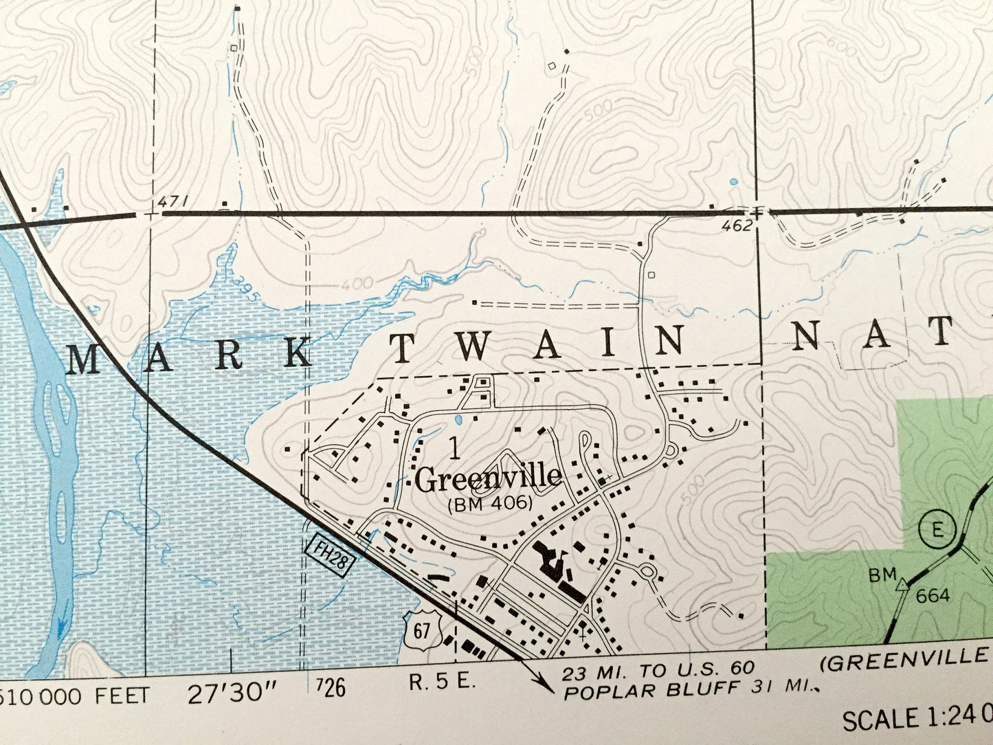Antique Greenville, Missouri 1966 US Geological Survey Topographic Map – Wayne County, Bounds, Silva, Missionary Acres, Lake Wappapello MO