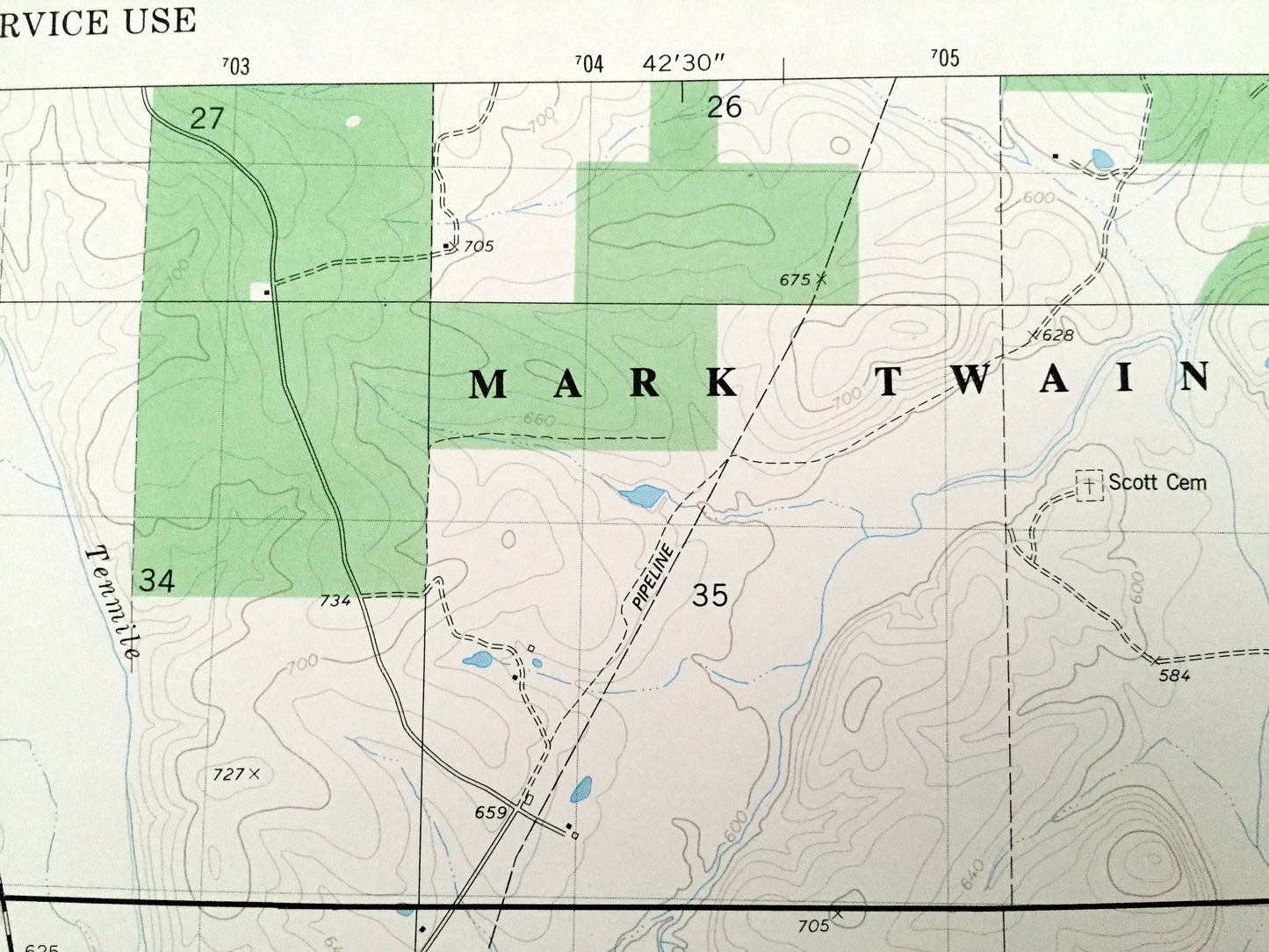 Antique Hogan Hollow, Missouri 1980 US Geological Survey Topographic Map – Ripley, Butler, Carter County, Mark Twain National Forest, MO