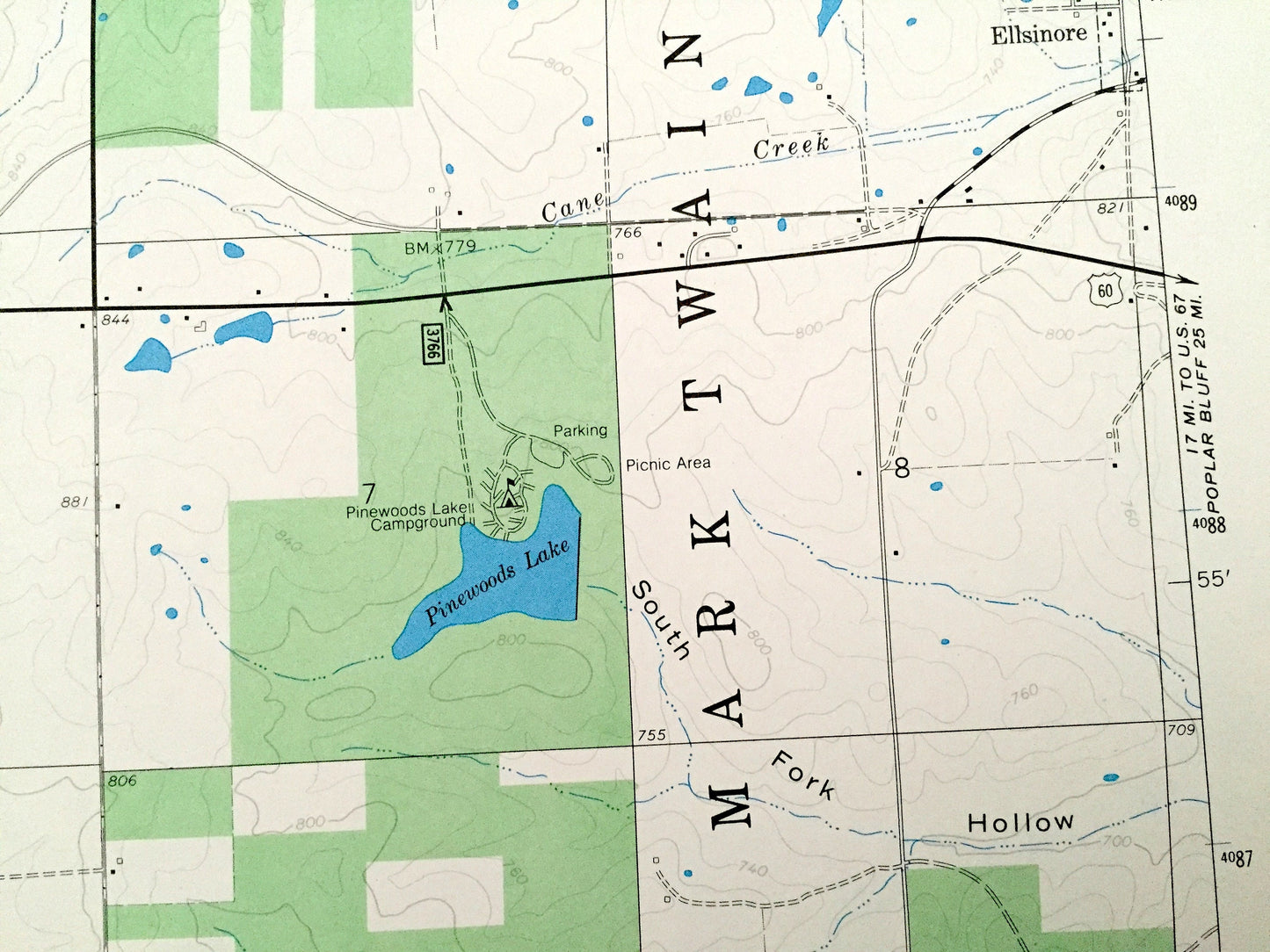 Antique Hunter, Missouri 1968 US Geological Survey Topographic Map – Carter County, Crites Corner, Ellsinore, Mark Twain National Forest, MO