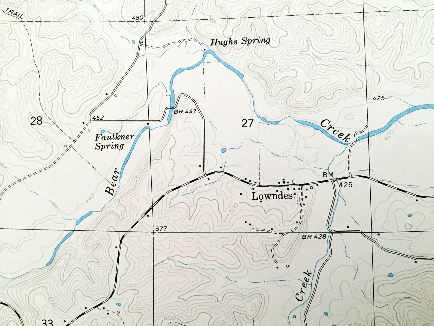 Antique Lowndes, Missouri 1965 US Geological Survey Topographic Map – Wayne County, Clubb, Hiram, Burbank, Coldwater State Forest, MO