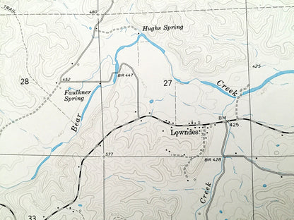 Antique Lowndes, Missouri 1965 US Geological Survey Topographic Map – Wayne County, Clubb, Hiram, Burbank, Coldwater State Forest, MO