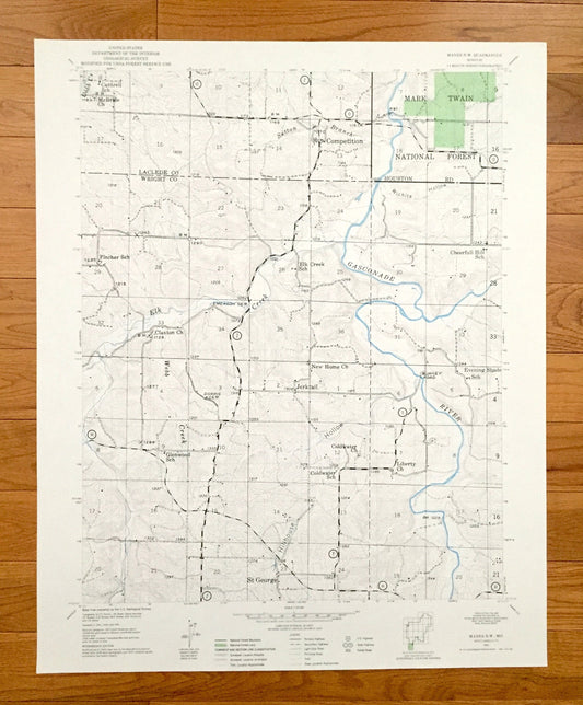 Antique Manes NW, Missouri 1941 US Geological Survey Topographic Map – Laclede, Wright County, Competition, Jerktail, St George, MO