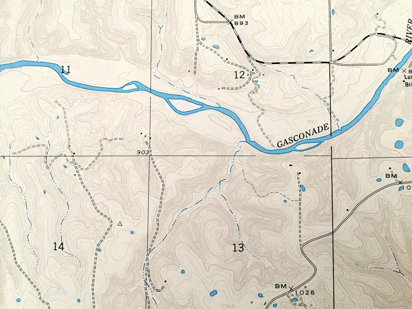 Antique Ozark Springs, Missouri 1954 US Geological Survey Topographic Map – Pulaski County, Turkey Ridge, Mark Twain National Forest MO
