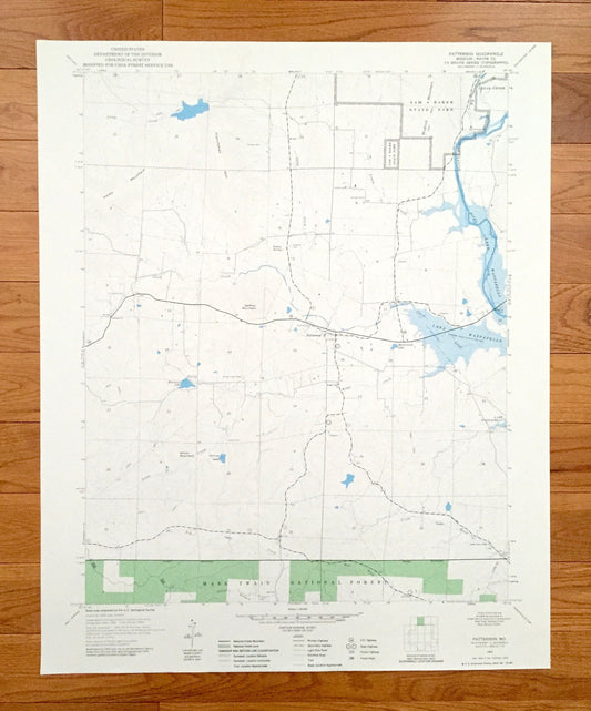 Antique Patterson, Missouri 1968 US Geological Survey Topographic Map – Wayne County, Mark Twain National Forest, Lake Wappapello, MO