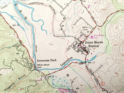 Antique Inverness, California 1954 US Geological Survey Topographic Map – Marin County, Point Reyes Station, Tomales Bay, State Park CA