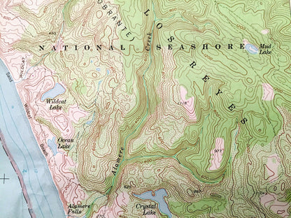 Antique Double Point, California 1954 US Geological Survey Topographic Map – Marin County, Point Reyes National Seashore, State Park, CA
