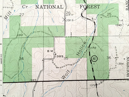 Antique Bado NW, Missouri 1941 US Geological Survey Topographic Map – Texas County, Turkey, Roubidoux, Mark Twain National Forest, MO