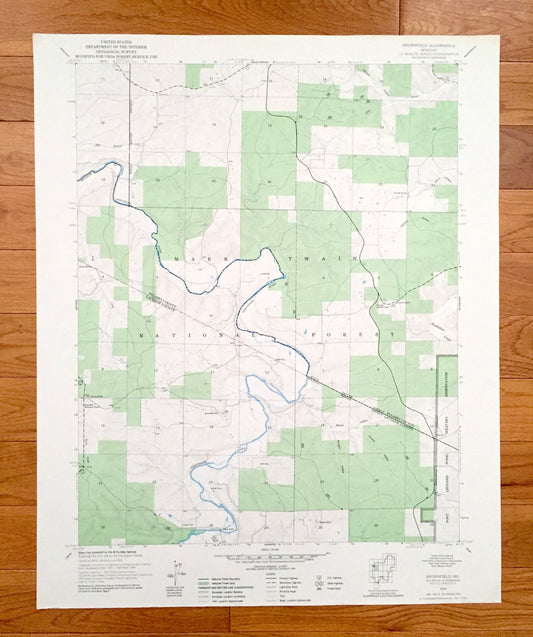 Antique Brownfield, Missouri 1954 US Geological Survey Topographic Map – Pulaski, Laclede County, Mark Twain National Forest, Adam Ford, MO
