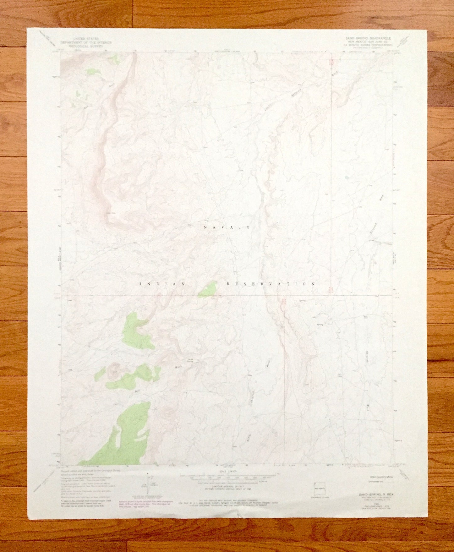 Antique Sand Spring, New Mexico 1966 US Geological Survey Topographic Map – Catron County, Navajo Indian Reservation Shiprock Wash Desert NM