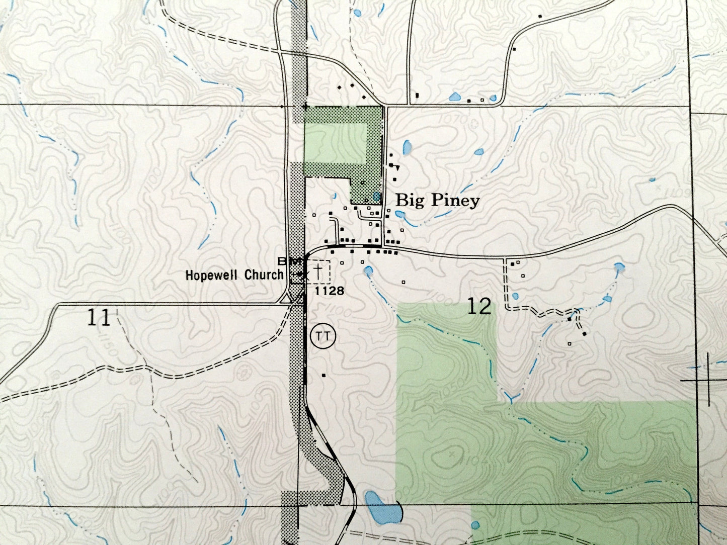 Antique Big Piney, Missouri 1954 US Geological Survey Topographic Map – Phelps, Pulaski County, Fort Leonard Wood, Rose Bridge, Duke, MO