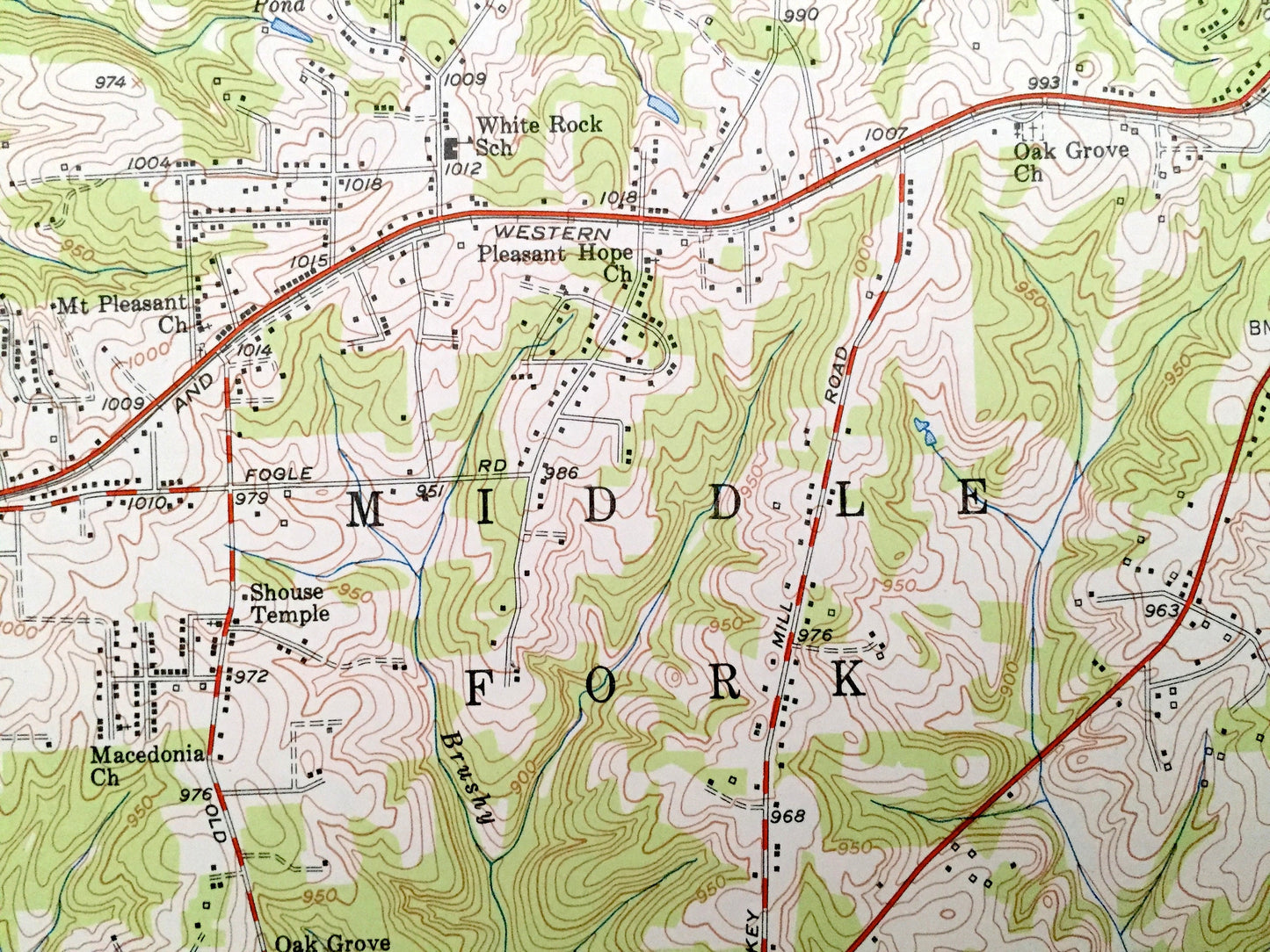 Antique Walkertown, North Carolina 1951 US Geological Survey Topographic Map – Forsyth County, Bethania Winston-Salem Chapel Belews Creek NC