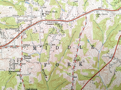 Antique Walkertown, North Carolina 1951 US Geological Survey Topographic Map – Forsyth County, Bethania Winston-Salem Chapel Belews Creek NC