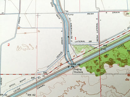Antique Bonds Corner, California 1957 US Geological Survey Topographic Map – Imperial County, East Mesa, Alamo River, USA-Mexico Border, CA