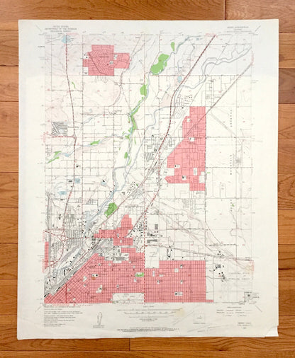 Antique Denver, Colorado 1957 US Geological Survey Topographic Map – Adams County, Thornton, Western Hills, Derby, Commerce Town, CO