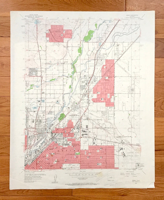 Antique Denver, Colorado 1957 US Geological Survey Topographic Map – Adams County, Thornton, Western Hills, Derby, Commerce Town, CO