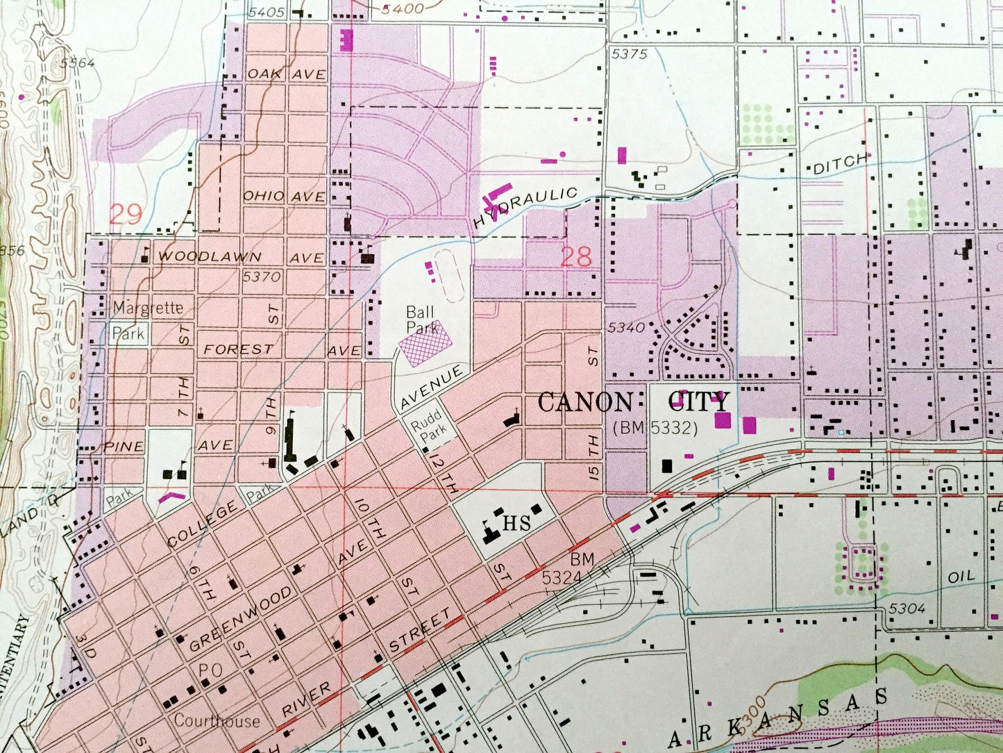 Antique Canon City, Colorado 1959 US Geological Survey Topographic Map – Fremont County, Lincoln Park, Florence, Orchard Park, Brookside, CO