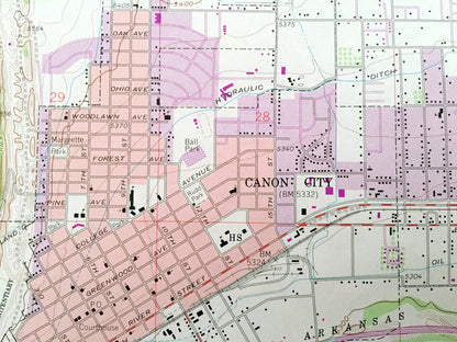 Antique Canon City, Colorado 1959 US Geological Survey Topographic Map – Fremont County, Lincoln Park, Florence, Orchard Park, Brookside, CO