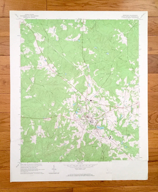 Antique Edgefield, South Carolina 1962 US Geological Survey Topographic Map – Edgefield County, Parkhill, Huets Crossroads, SC