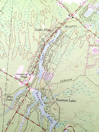 Antique Medford Lakes, New Jersey 1967 US Geological Survey Topographic Map – Camden, Burlington County, Evesham, Southampton, Tabernacle NJ