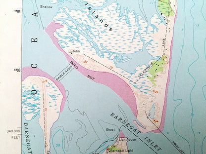 Antique Barnegat Light, New Jersey 1953 US Geological Survey Topographic Map – Ocean County, Lacey, Ocean, Long Beach, Berkeley, Shore, NJ