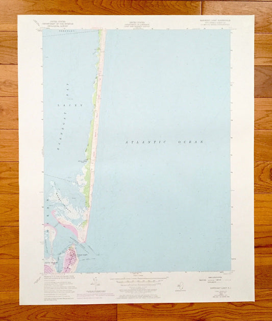 Antique Barnegat Light, New Jersey 1953 US Geological Survey Topographic Map – Ocean County, Lacey, Ocean, Long Beach, Berkeley, Shore, NJ