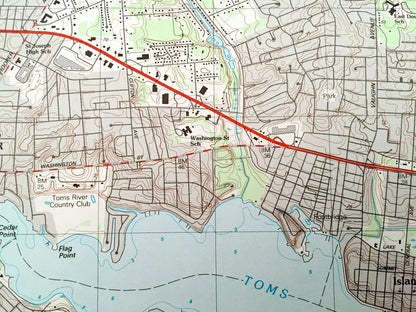 Antique Toms River, New Jersey 1989 US Geological Survey Topographic Map – Ocean County, Dover, Berkeley, Manchester, Lacey, Shore, Beach NJ