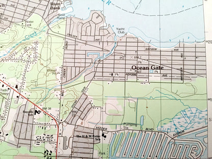 Antique Toms River, New Jersey 1989 US Geological Survey Topographic Map – Ocean County, Dover, Berkeley, Manchester, Lacey, Shore, Beach NJ