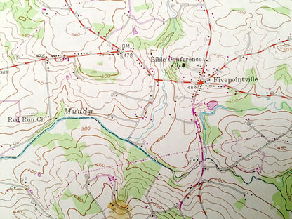 Antique Terre Hill, Pennsylvania 1956 US Geological Survey Topographic Map – Berks, Lancaster County, Brecknock, Ephrata, Earl, PA