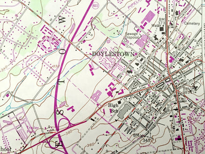 Antique Doylestown, Pennsylvania 1953 US Geological Survey Topographic Map – Montgomery, Bucks County, Hilltown, Montgomery, Warrington, PA
