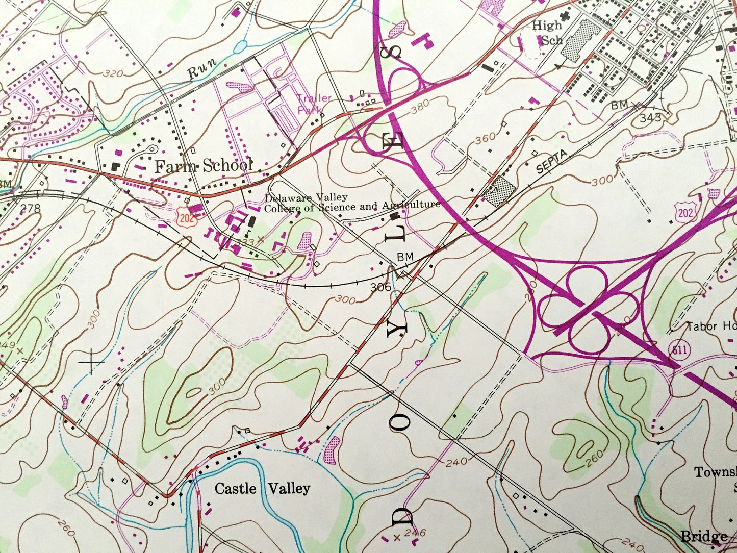 Antique Doylestown, Pennsylvania 1953 US Geological Survey Topographic Map – Montgomery, Bucks County, Hilltown, Montgomery, Warrington, PA