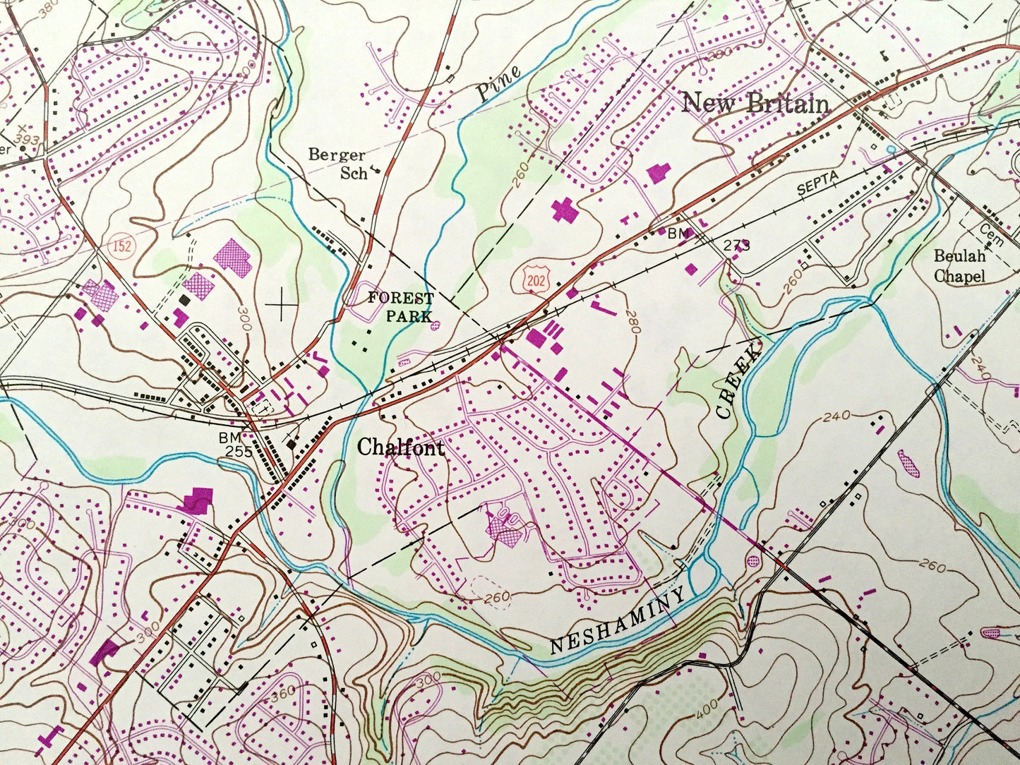 Antique Doylestown, Pennsylvania 1953 US Geological Survey Topographic Map – Montgomery, Bucks County, Hilltown, Montgomery, Warrington, PA