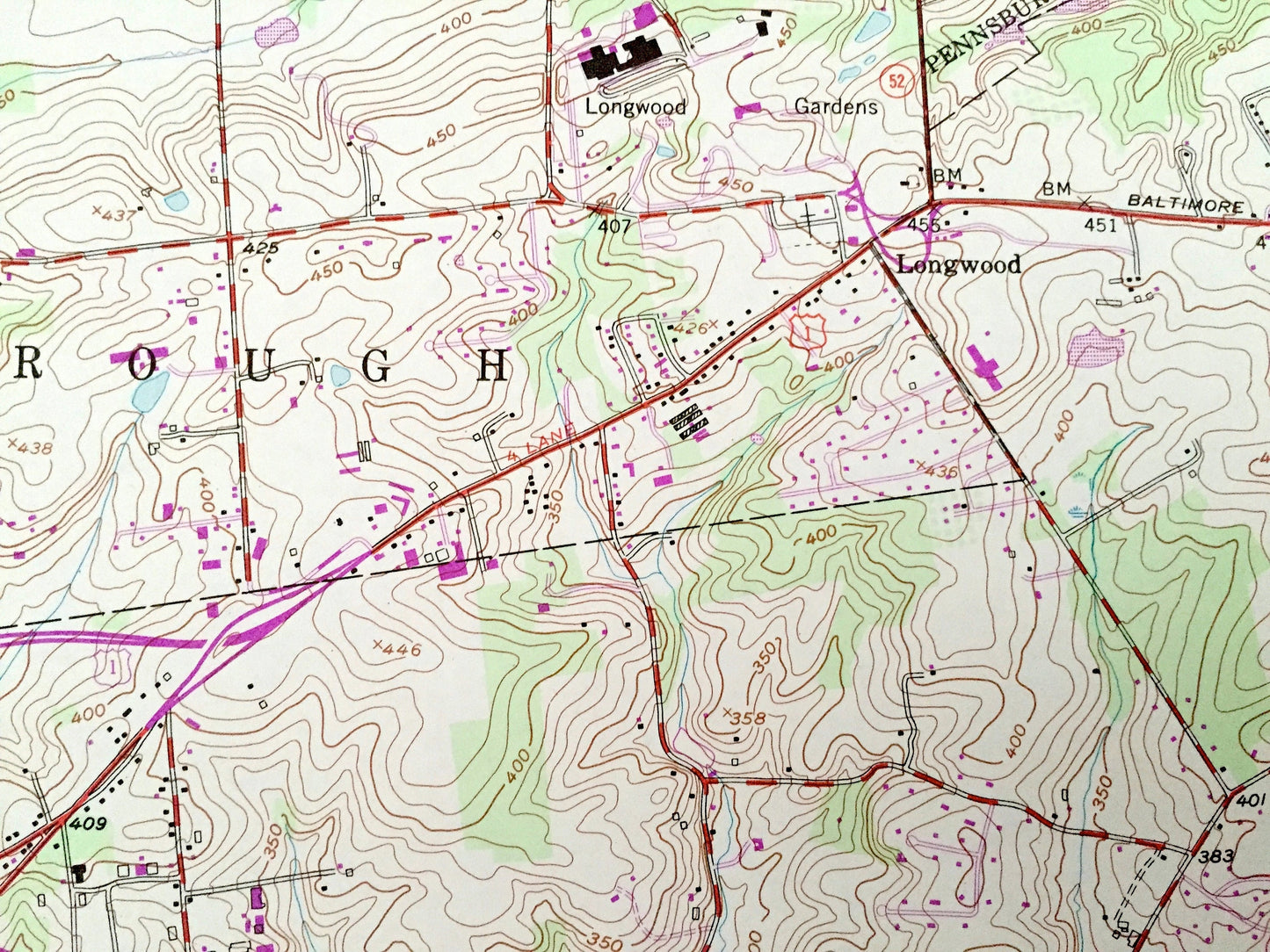 Antique Kennett Square, Pennsylvania 1954 US Geological Survey Topographic Map – Chester County, New Garden, PA, New Castle County, DE