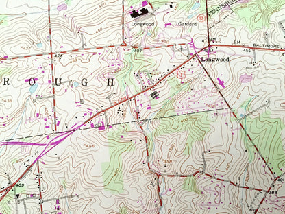 Antique Kennett Square, Pennsylvania 1954 US Geological Survey Topographic Map – Chester County, New Garden, PA, New Castle County, DE