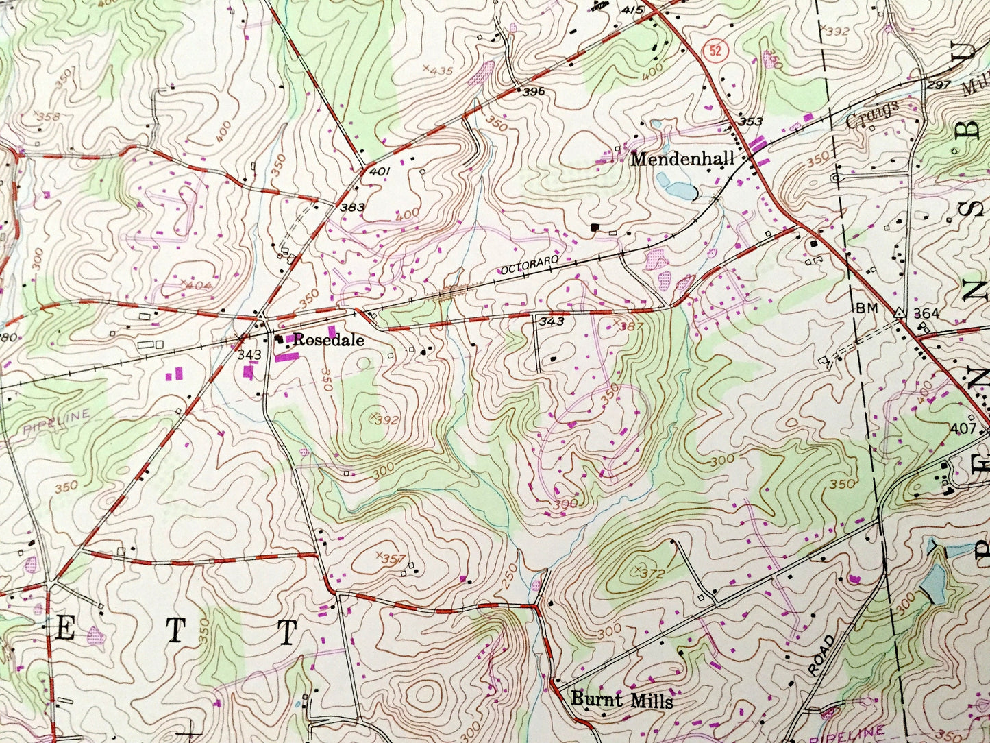 Antique Kennett Square, Pennsylvania 1954 US Geological Survey Topographic Map – Chester County, New Garden, PA, New Castle County, DE
