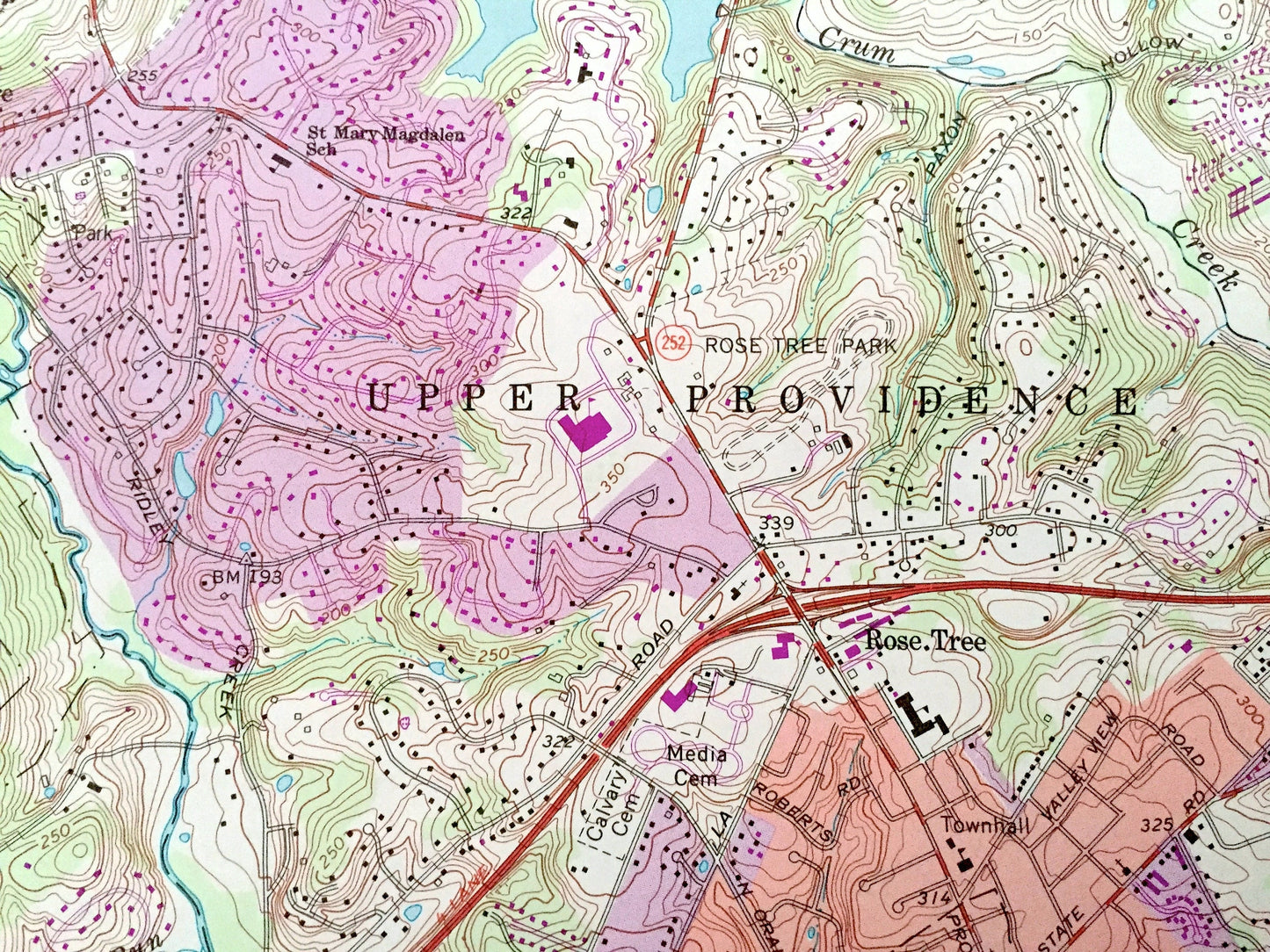 Antique Media, Pennsylvania 1966 US Geological Survey Topographic Map – Delaware, Chester County, Willistown, Thornbury, Concord, Marple, PA