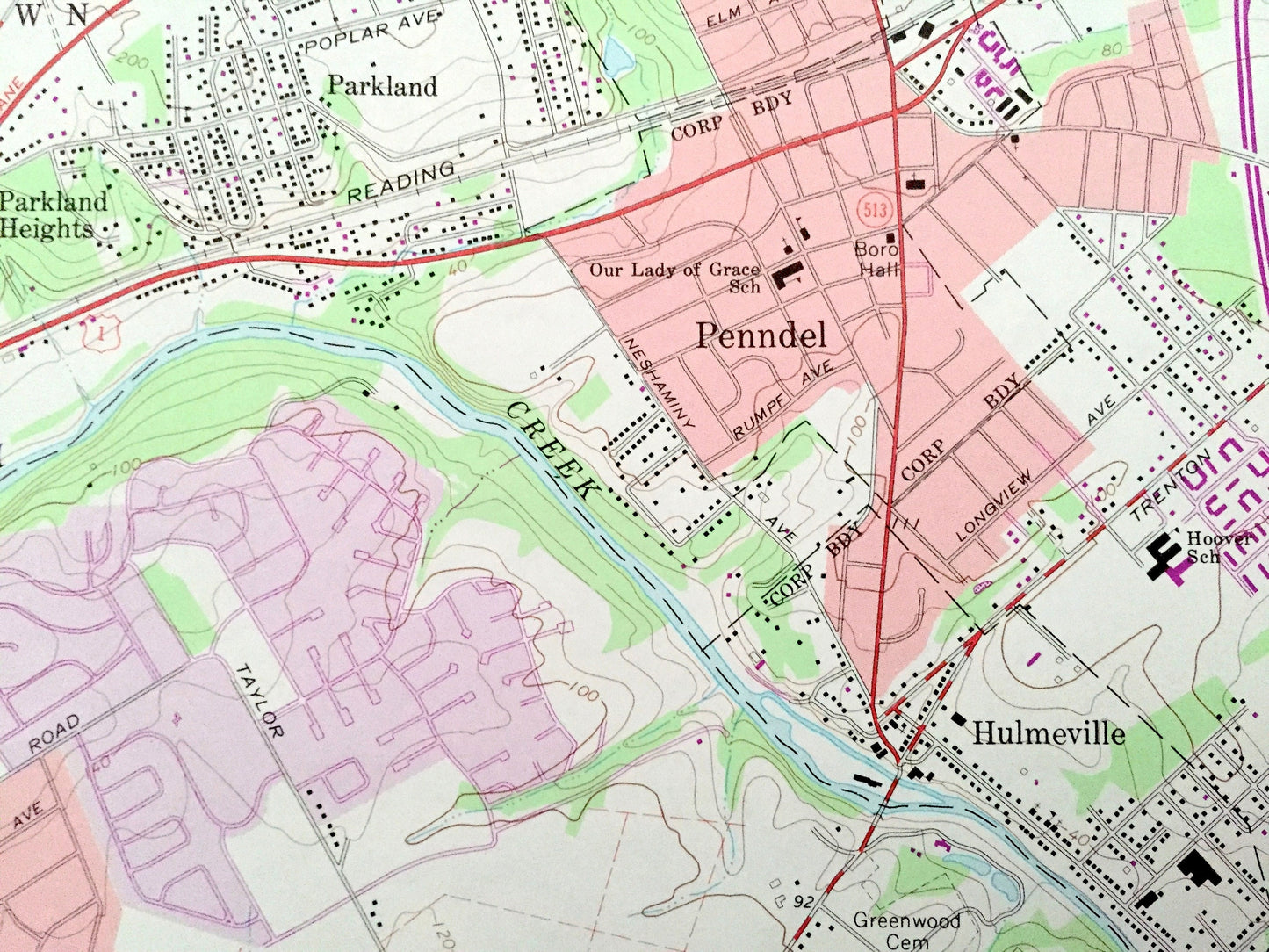 Antique Langhorne, Pennsylvania 1966 US Geological Survey Topographic Map – Bucks County, Northampton, Newtown, Lower Makefield, Bucktoe, PA