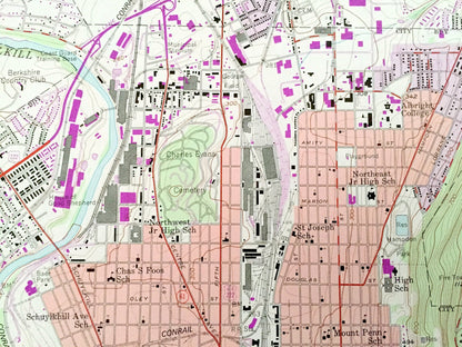 Antique Reading, Pennsylvania 1956 US Geological Survey Topographic Map – Berks County, Muhlenberg, Bern, Alsace, Spring, Cumru, Robeson, PA