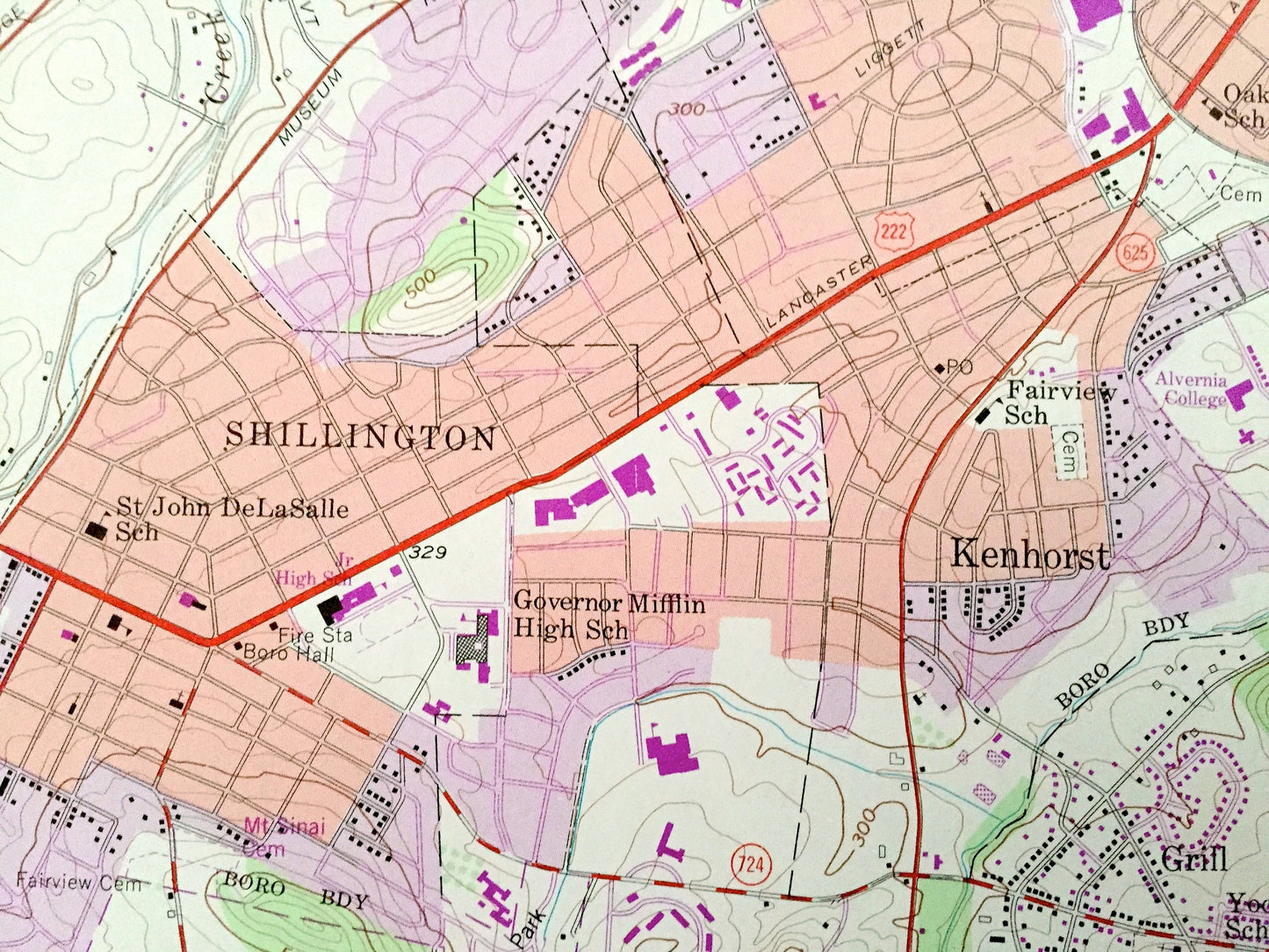 Antique Reading, Pennsylvania 1956 US Geological Survey Topographic Map – Berks County, Muhlenberg, Bern, Alsace, Spring, Cumru, Robeson, PA