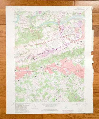 Antique Valley Forge, Pennsylvania 1966 US Geological Survey Topographic Map – Chester, Montgomery County, Schuylkill, Tredyffrin, Radnor PA
