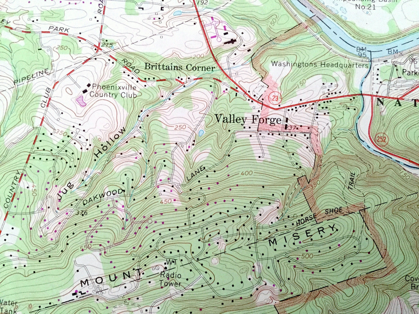Antique Valley Forge, Pennsylvania 1966 US Geological Survey Topographic Map – Chester, Montgomery County, Schuylkill, Tredyffrin, Radnor PA