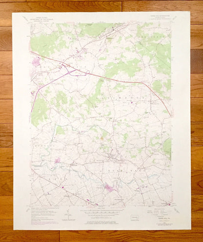 Antique Terre Hill, Pennsylvania 1956 US Geological Survey Topographic Map – Berks, Lancaster County, Brecknock, Ephrata, Earl, PA