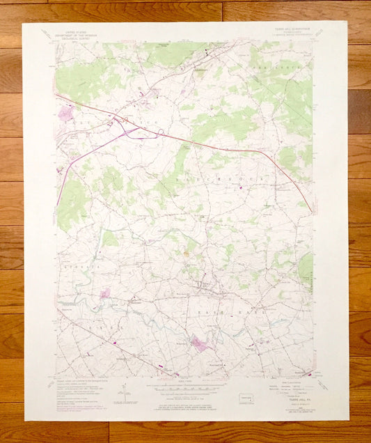 Antique Terre Hill, Pennsylvania 1956 US Geological Survey Topographic Map – Berks, Lancaster County, Brecknock, Ephrata, Earl, PA