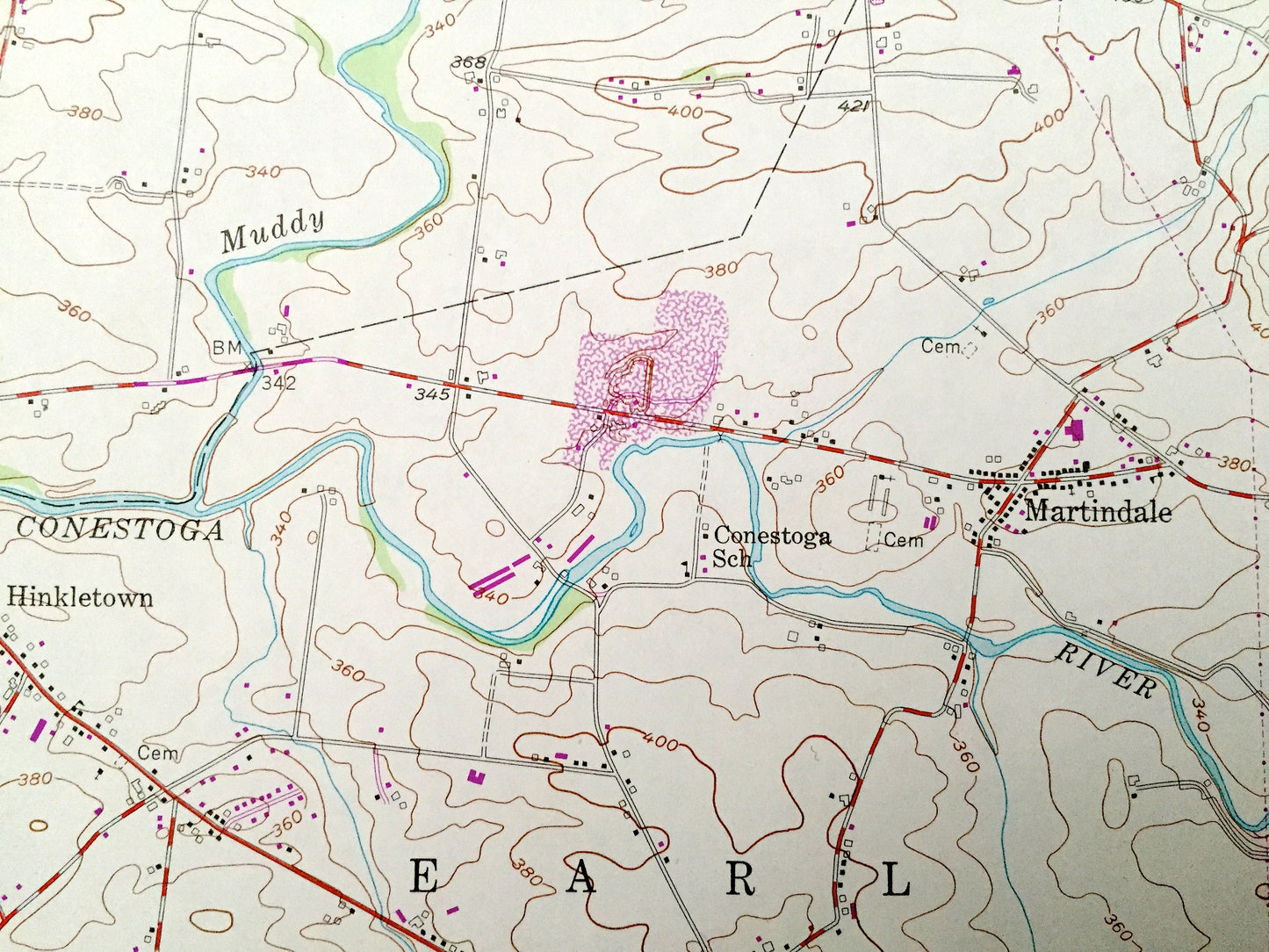 Antique Terre Hill, Pennsylvania 1956 US Geological Survey Topographic Map – Berks, Lancaster County, Brecknock, Ephrata, Earl, PA