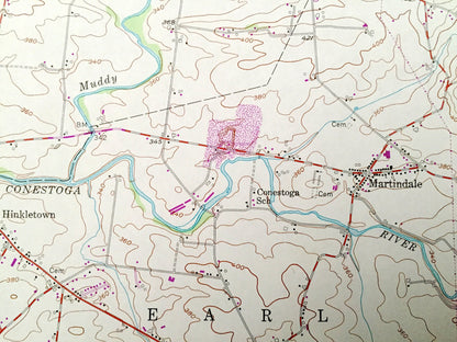 Antique Terre Hill, Pennsylvania 1956 US Geological Survey Topographic Map – Berks, Lancaster County, Brecknock, Ephrata, Earl, PA