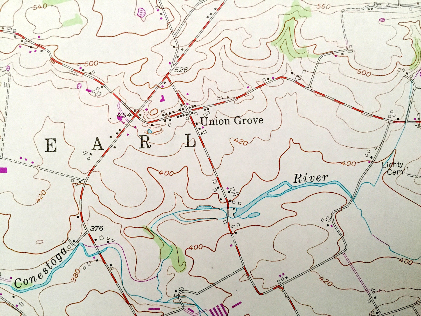 Antique Terre Hill, Pennsylvania 1956 US Geological Survey Topographic Map – Berks, Lancaster County, Brecknock, Ephrata, Earl, PA