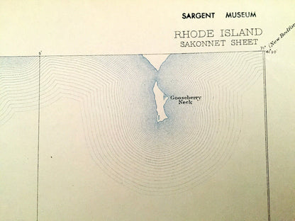Antique 1885 Sakonnet, Rhode Island US Geological Survey Topographic Map – Middletown, Little Compton, Westport, Newport Massachusetts RI MA