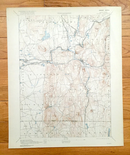 Antique Palmer, Massachusetts 1893 US Geological Survey Topographic Map – Belchertown, Ludlow, Wilbraham, Monson, Stafford Connecticut MA CT