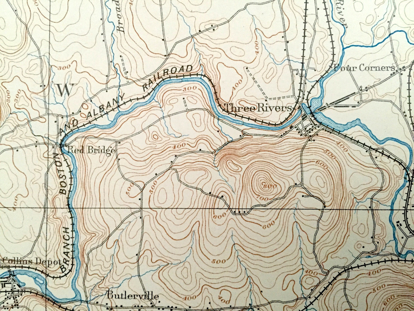 Antique Palmer, Massachusetts 1893 US Geological Survey Topographic Map – Belchertown, Ludlow, Wilbraham, Monson, Stafford Connecticut MA CT
