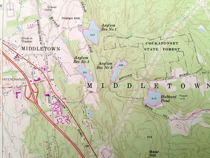 Antique Middle Haddam, Connecticut 1961 US Geological Survey Topographic Map – Middlesex County, Portland, Middletown, East Hampton, CT
